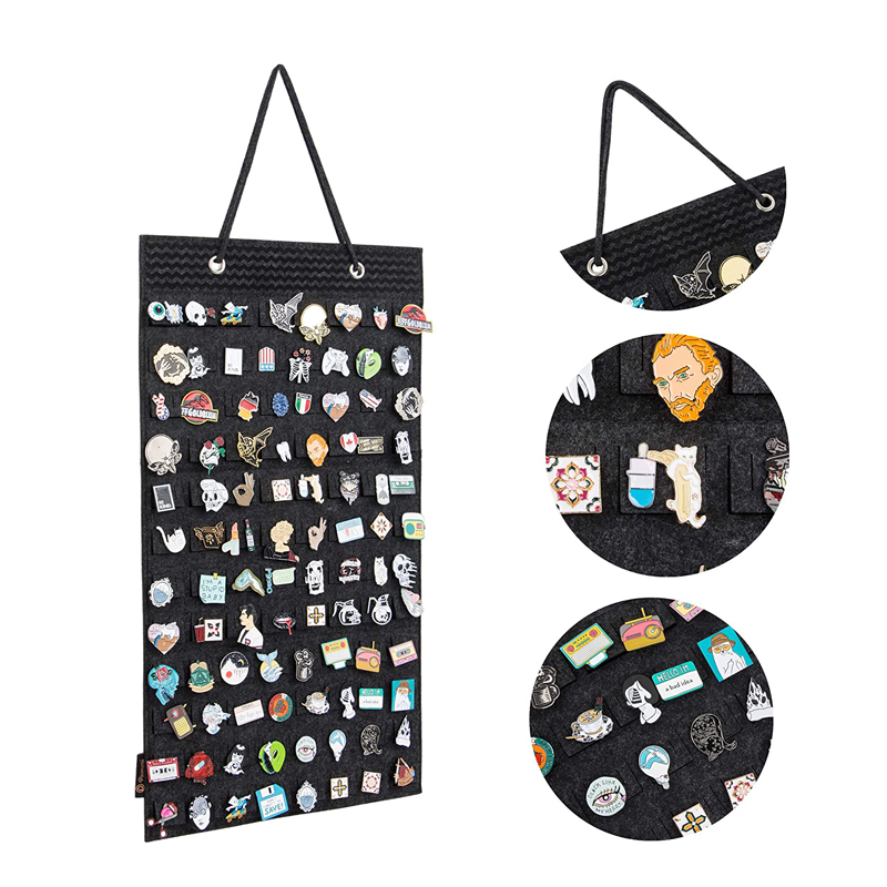 Wholesale high quality hanging display felt pin storage case board for decoration