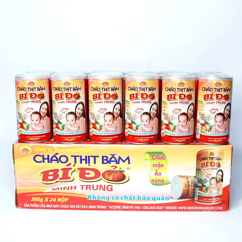 High Quality Canned instant Minced pork and pumpkin Congee from Vietnam - No preservative