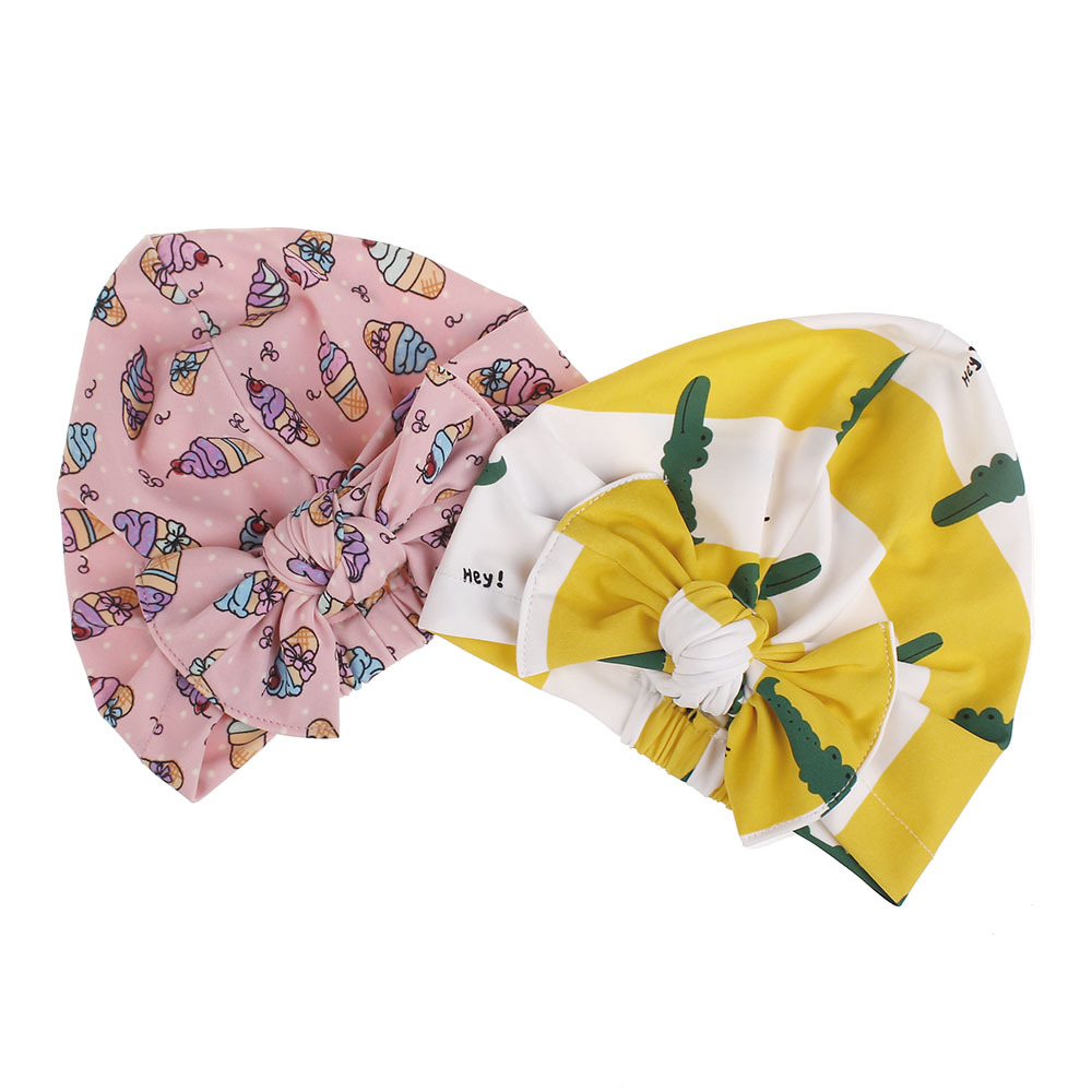 Для малышей с милым принтом плавать Лук Узел тюрбан Headwrap Защита от Солнца шляпа летняя кепка Headwrap эластичный печатных дети плавать тюрбан Headwrap