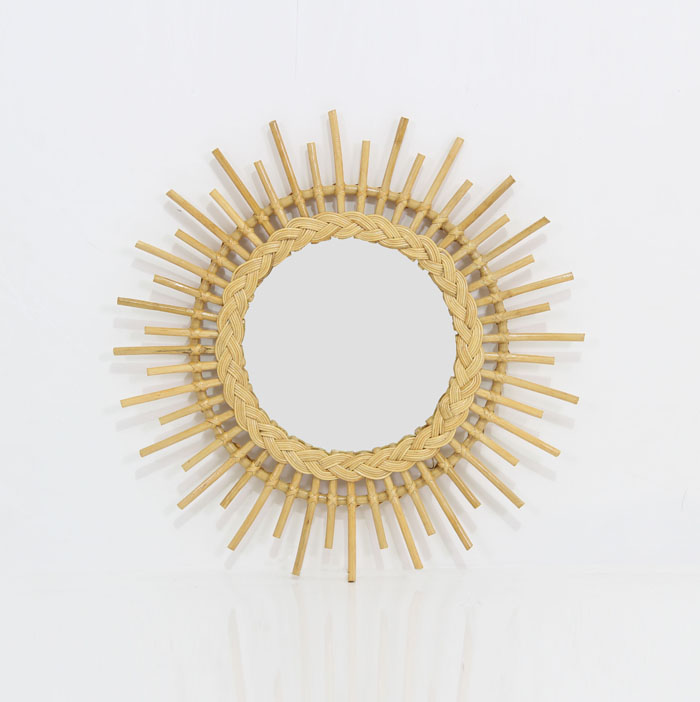 Настенное зеркало Sunburst из натурального ротанга