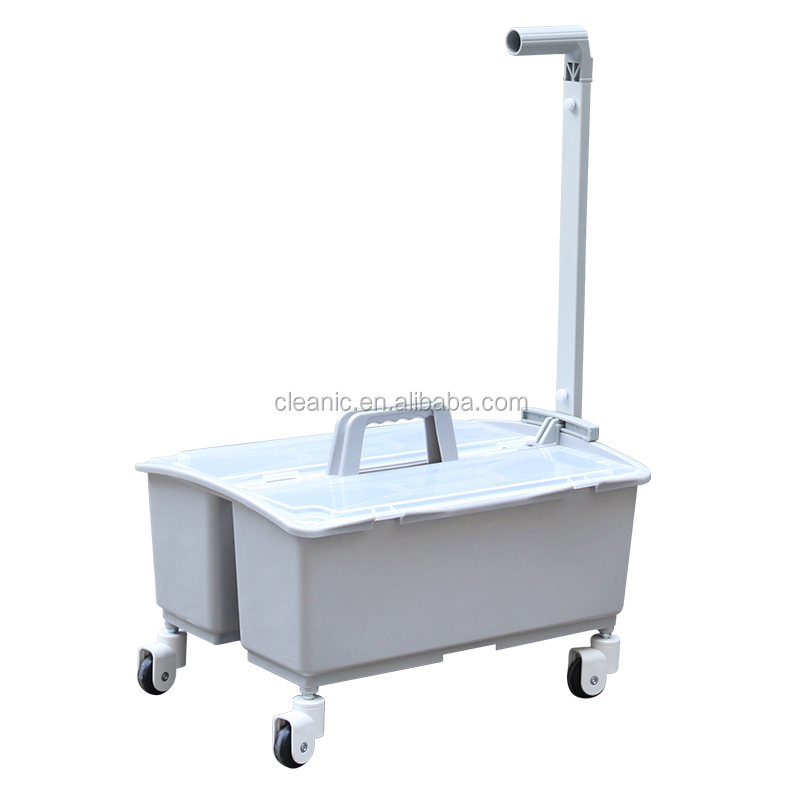 Factory Useful Plastic 1 Layer Flat Mopping Storage Bucket Cleaning Housekeeping Maid Janitor Trolley
