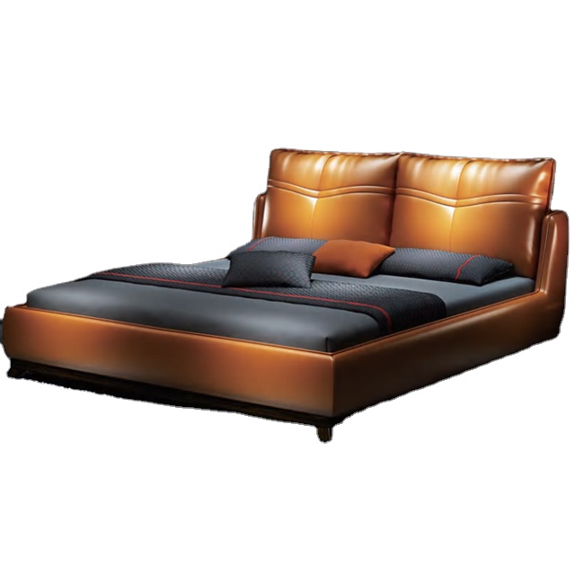 High quality Solid Wood frame double bed Modern bedroom furniture