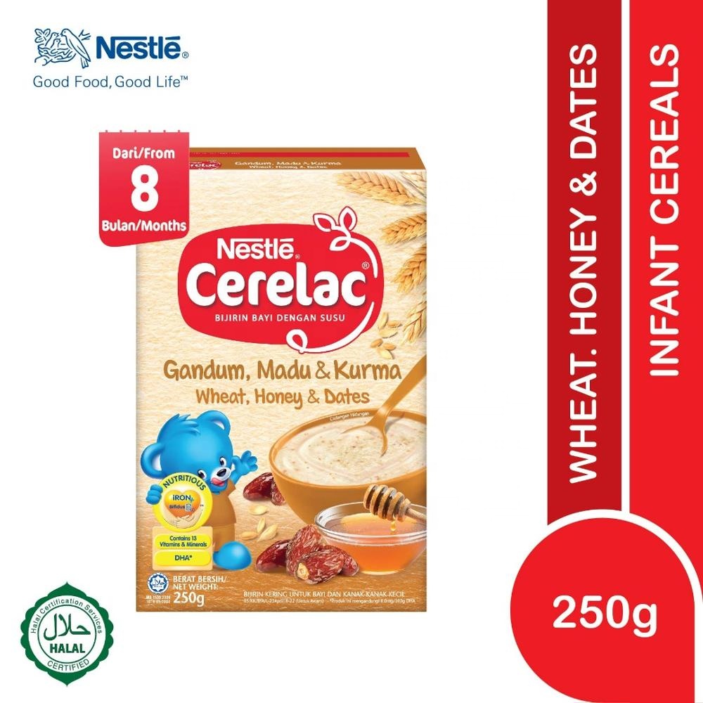 Злаки Cerelac с молочной пшеницей + медом + датами 250 г, Халяльные Детские хлопья