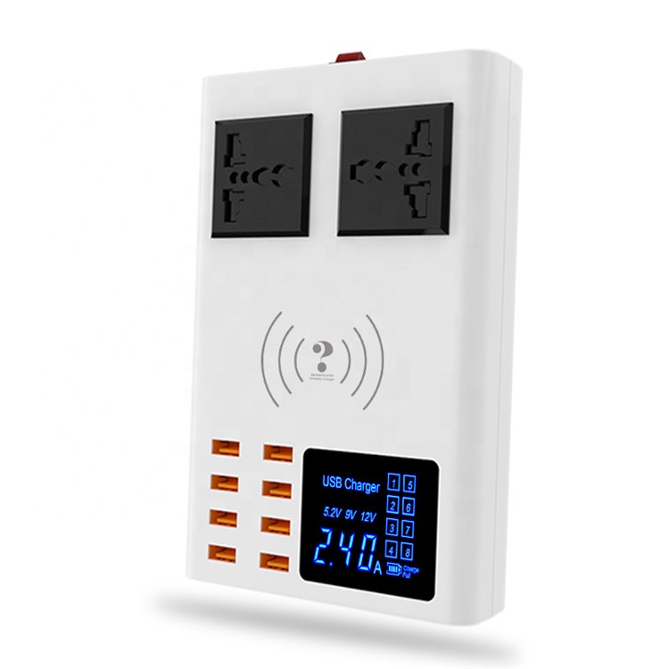 DP Smart USB зарядное устройство 40 Вт с универсальная розетка переменного тока светодиодный дисплей 8-портовый беспроводной адаптер для зарядного устройства