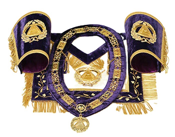 Masonic Master Mason Apron, Collar gauntlets Set with Fringe Blue