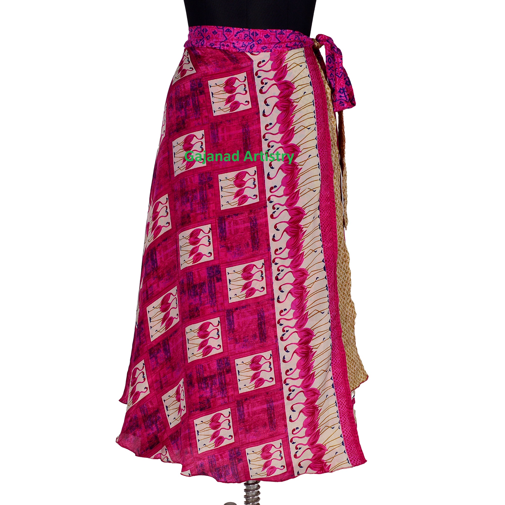 Vintage Long Silk Saree Wrap Skirt Indian Handmade Halter Sarong Bikini Women's Dress Bohemian Wrap Around Sari skirts
