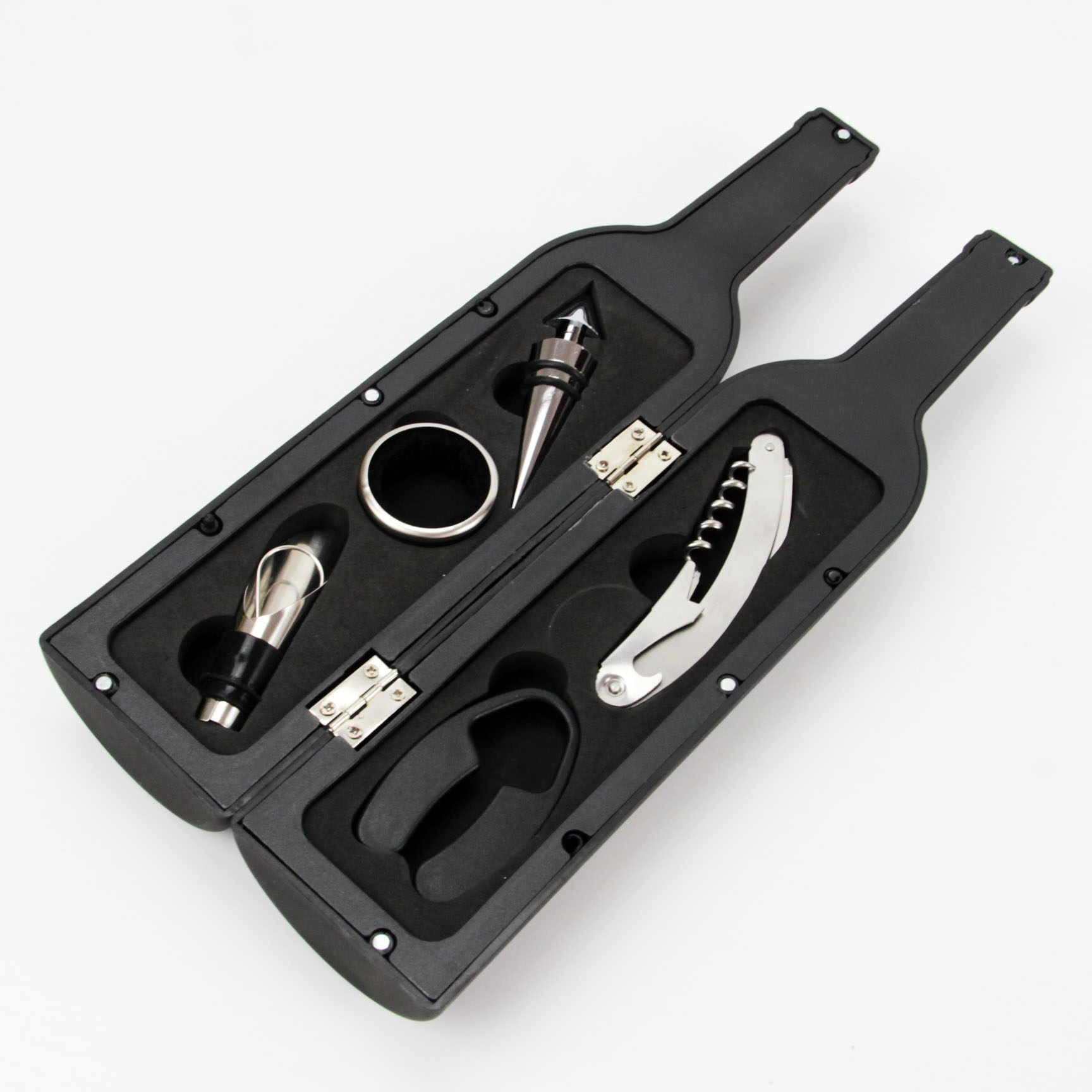 Custom Logo Premium Wedding Gift Round Steel Wine Corkscrew Set Bottle Opener Kit