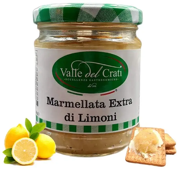 100% Italian Lemon Extra Marmalade 66% Fruit with Peel and Pulp | 100% Genuine Calabrian Lemons Marmalade | Glass Jar 200 Grams
