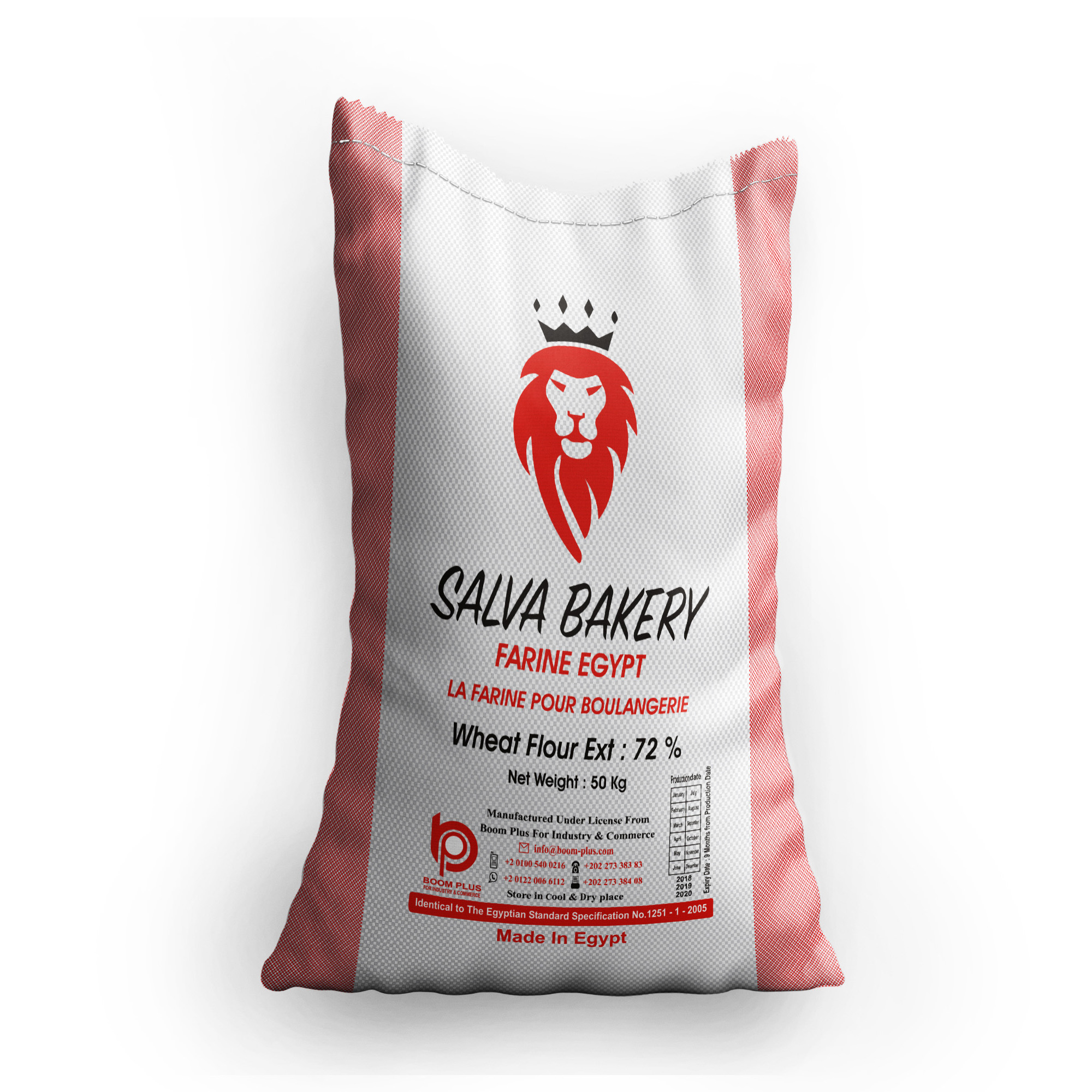 Hard Wheat Flour 50 kg t55 Salva Bakery Brand Flour Egyptian Product Atta Chakki African Choice Class A