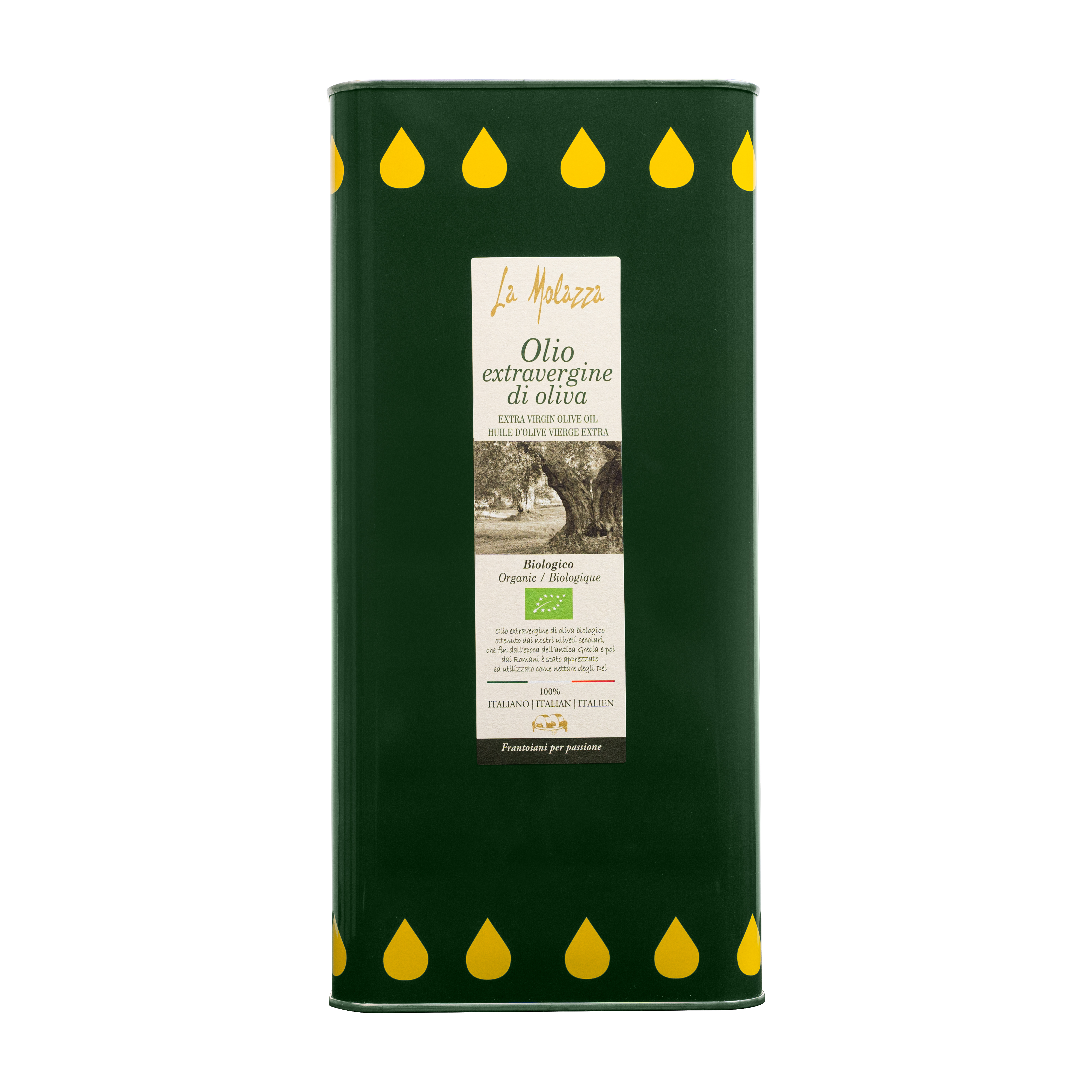 100% Italian Organic Extra Virgin Olive Oil in Metal Tin 5 good for health thanks to polyphenols, aeolian acid and vitamin e