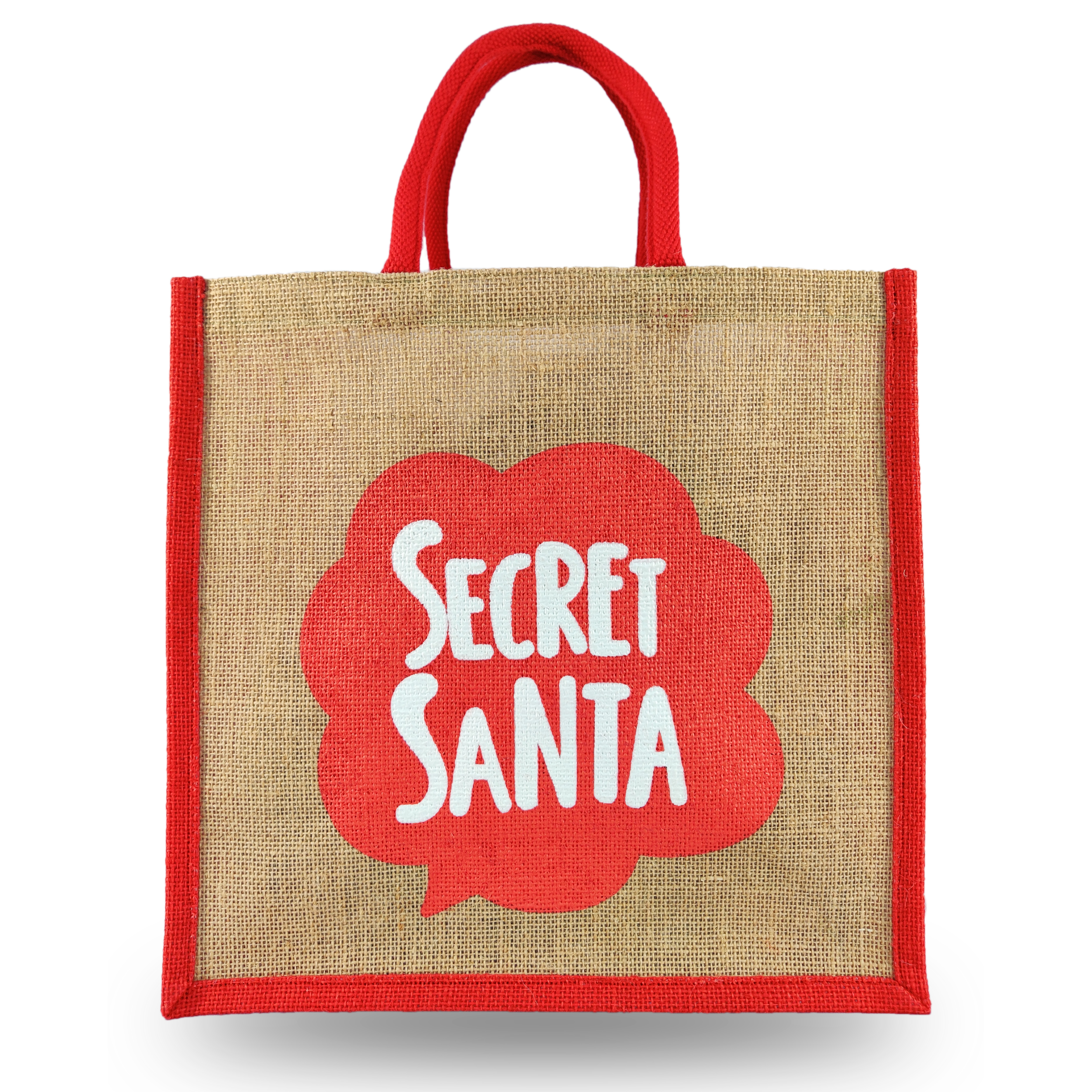 Fancy Dual Tone Christmas Bag / Jute Promotional Bag For Gifting