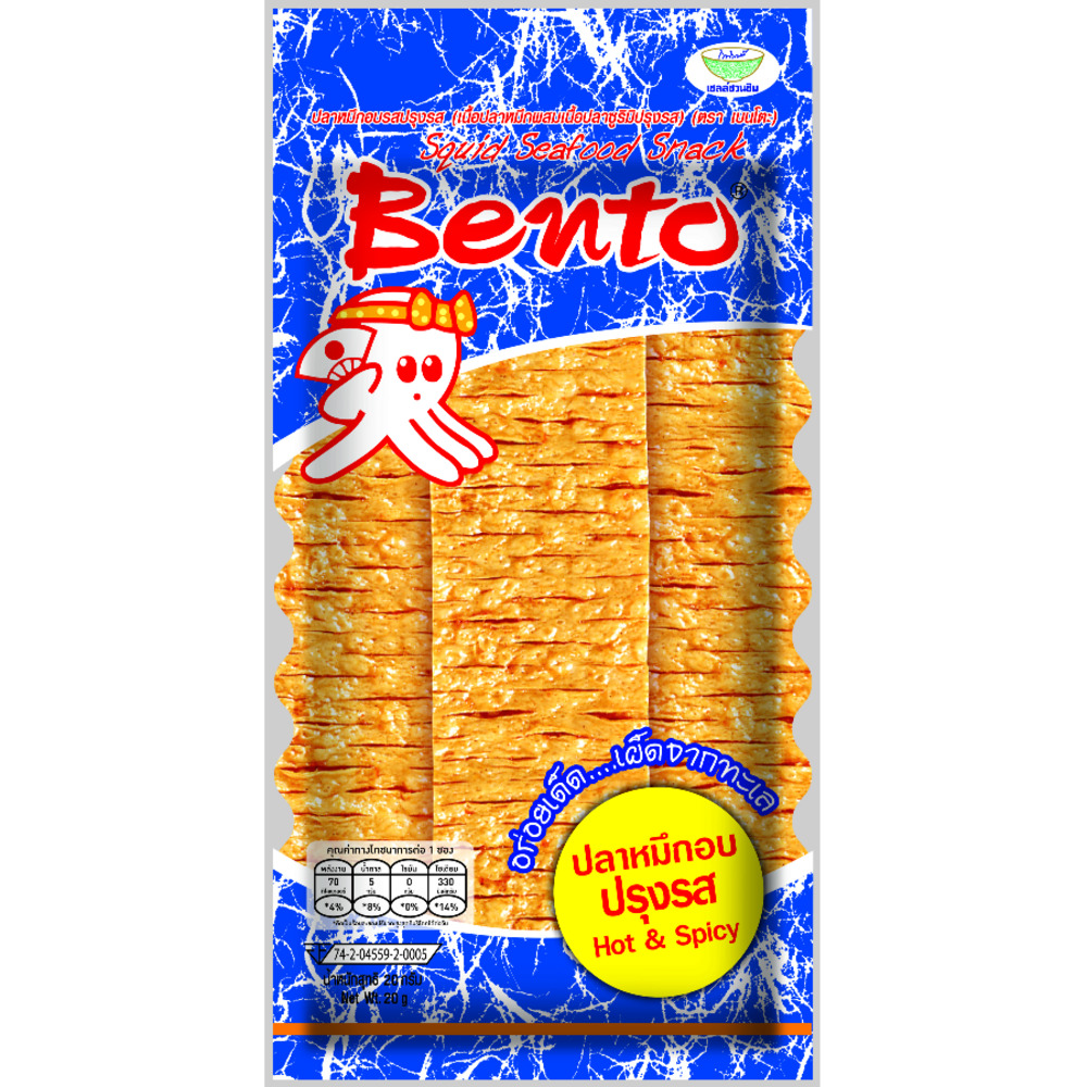 Закуска из морепродуктов кальмар Bento, горячая и Пряная 20 г.