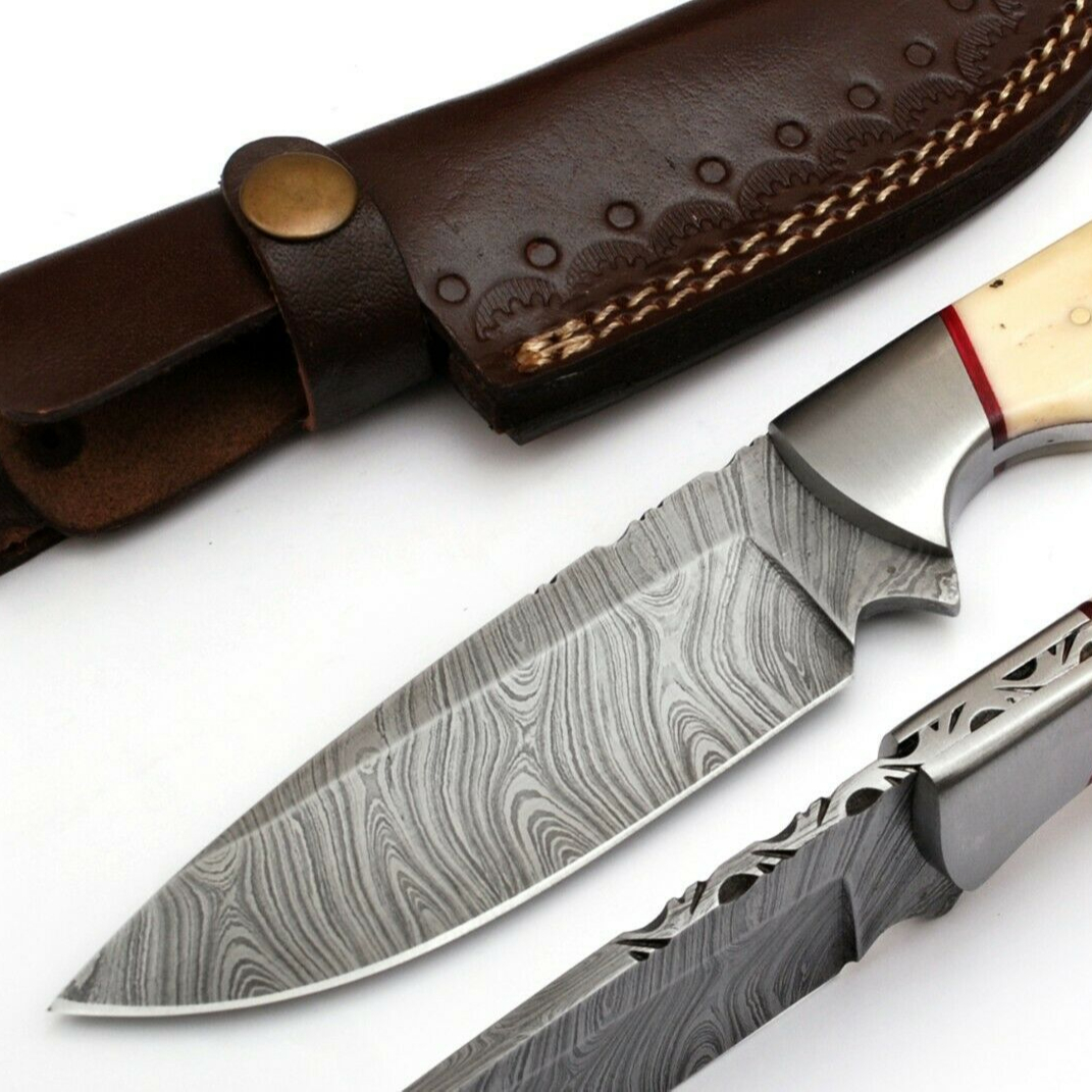 Damascus Custom Handmade skinner Knife With Bone Handle