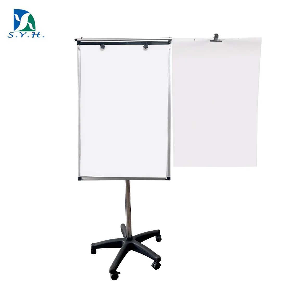 Movable flip chart stand with magnetic whiteboard for office