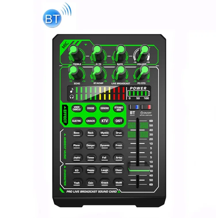 E1 Mixe BT Sound Card Set for Broadcast Karaoke Universal Digital External Audio Mixer Live Computer