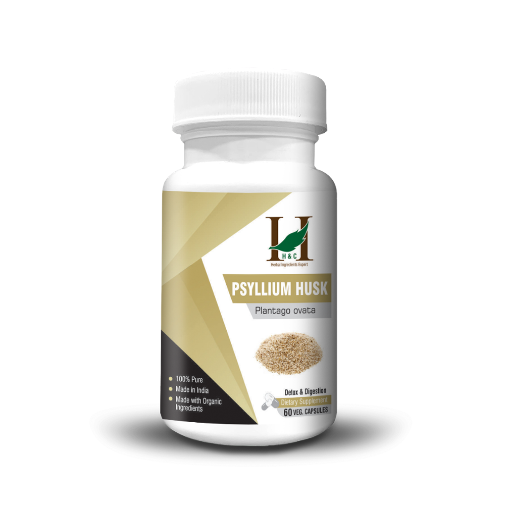 H&C Psyllium Husk Capsules (Plantago ovata) - 450mg, 60counts