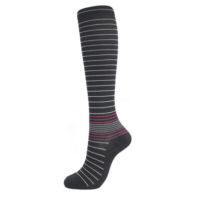 White and Gray Stripped Compression socks for men and women