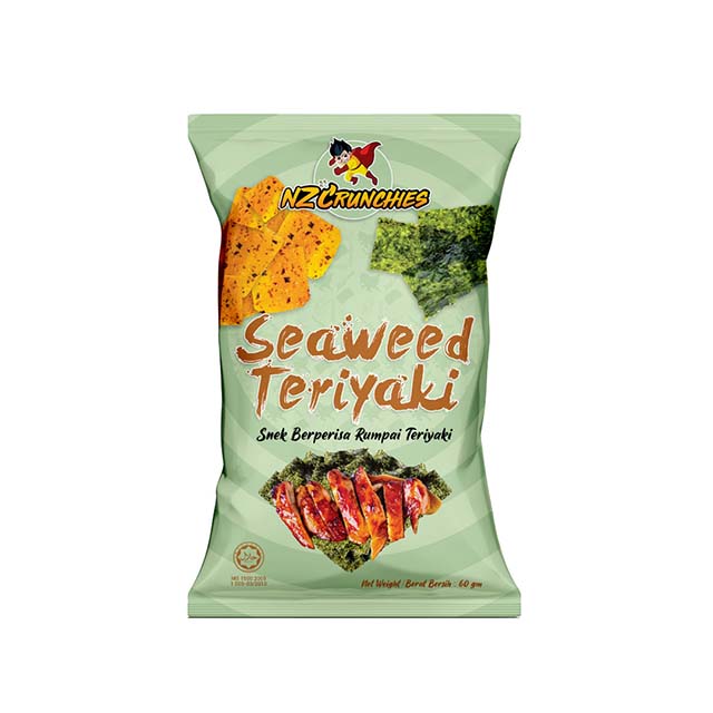 NZC морские водоросли Teriyaki, закуски из морских водорослей, хрустящие пакеты из Малайзии, упаковки, закуски из зерна, уникальные хрустящие, всегда вкусные