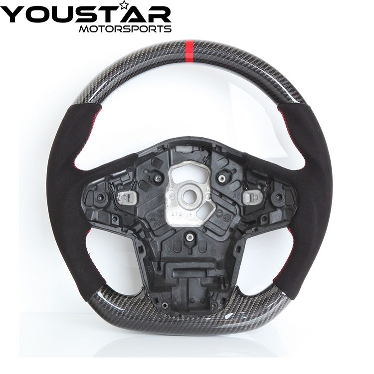 D-type Genuine Carbon Steering Wheel Spanish Suede Red stitching Red Stripe for TOYOTA GR SUPRA A90 A91 SZ SZ-R RZ 2019+