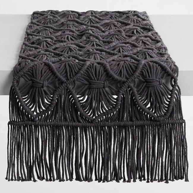 Table Runner Macrame Black Useful In Home Decoration And Small Party Functions From Isar International LLP