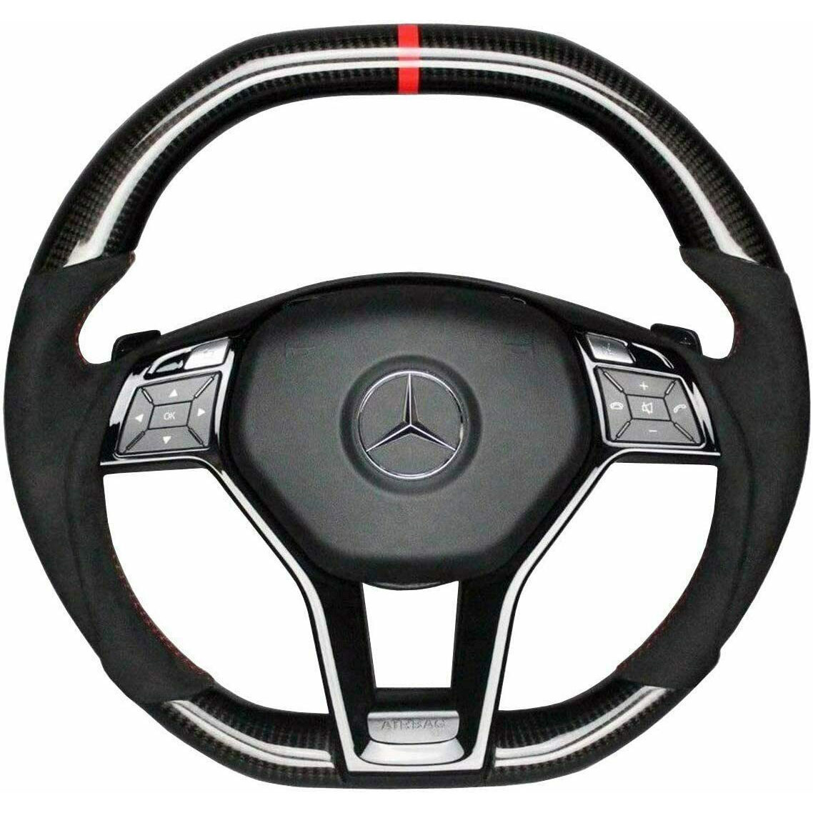 Руль-углеродное волокно и черный-Алькантара-для Mercedes