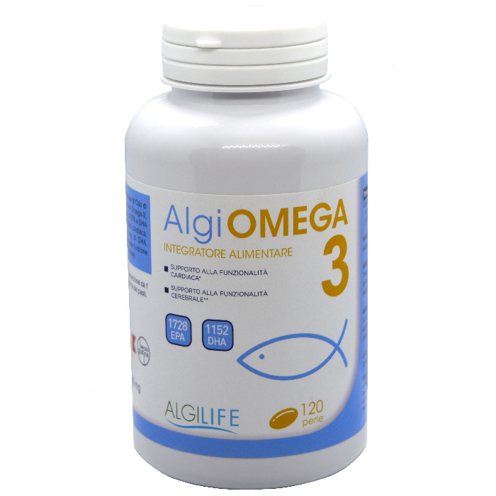 ALGIOMEGA OMEGA 3 120 капсул рыбьего масла 1600 мг, 432 EPA, 288 DHA витамин E 5 мг. Поддержка функции сердца и мозга