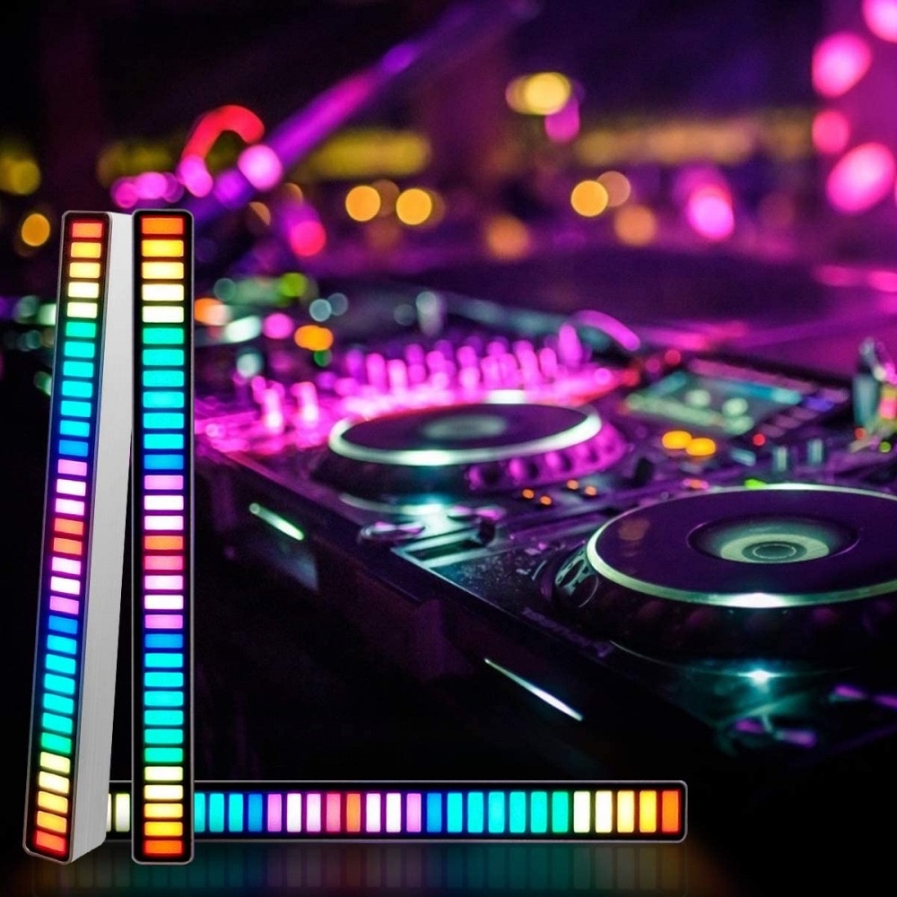 2021 RGB Voice-Activated Pickup Rhythm Light Colorful Sound Control Ambient Light Music Level Indicator Car Desktop LED Light