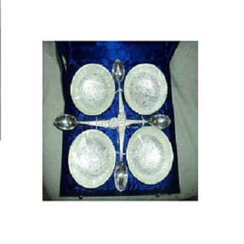 Silver Brass Bowl With Spoon