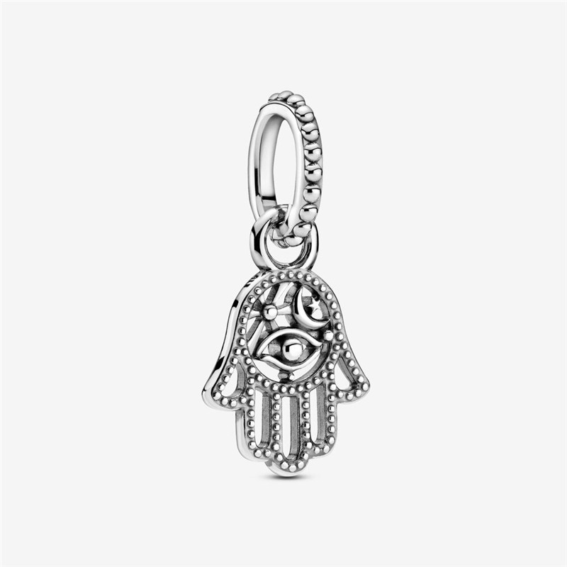 s925 silver palm hand of fatima pendant charms diy bracelet necklace accessories