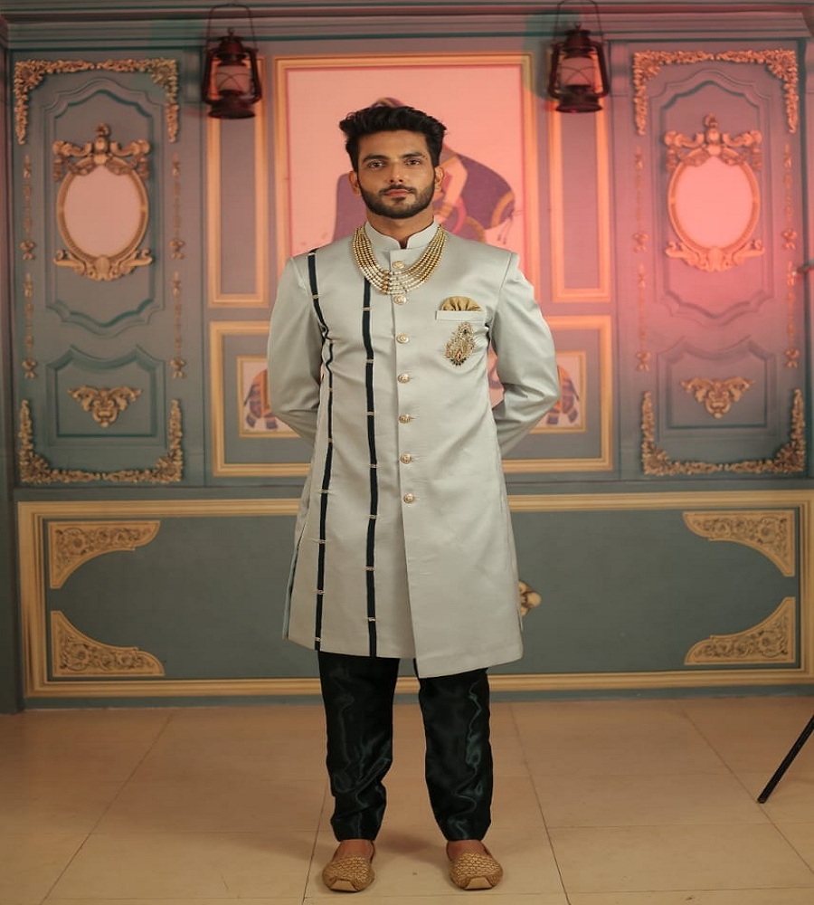 Solemn pewter indowestern fusion wear online for men