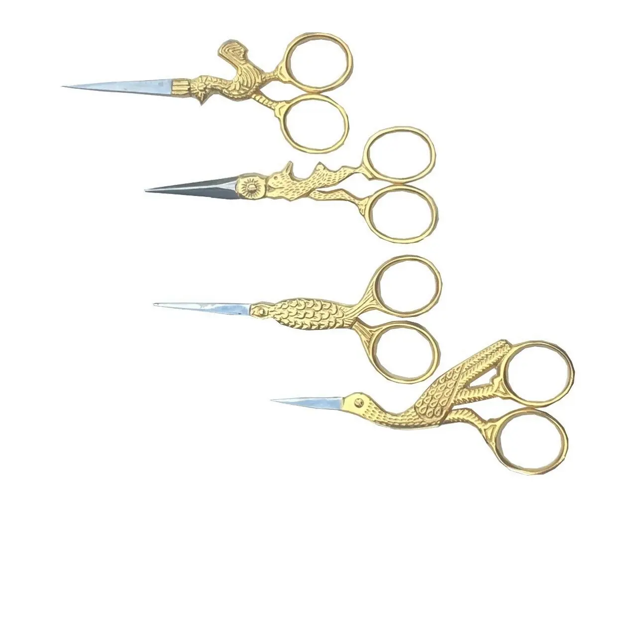 EYEBROW TRIMMING STORK GOLD SCISSORS TWEEZERS EMBROIDERY MANICURE NAIL ART TOOL
