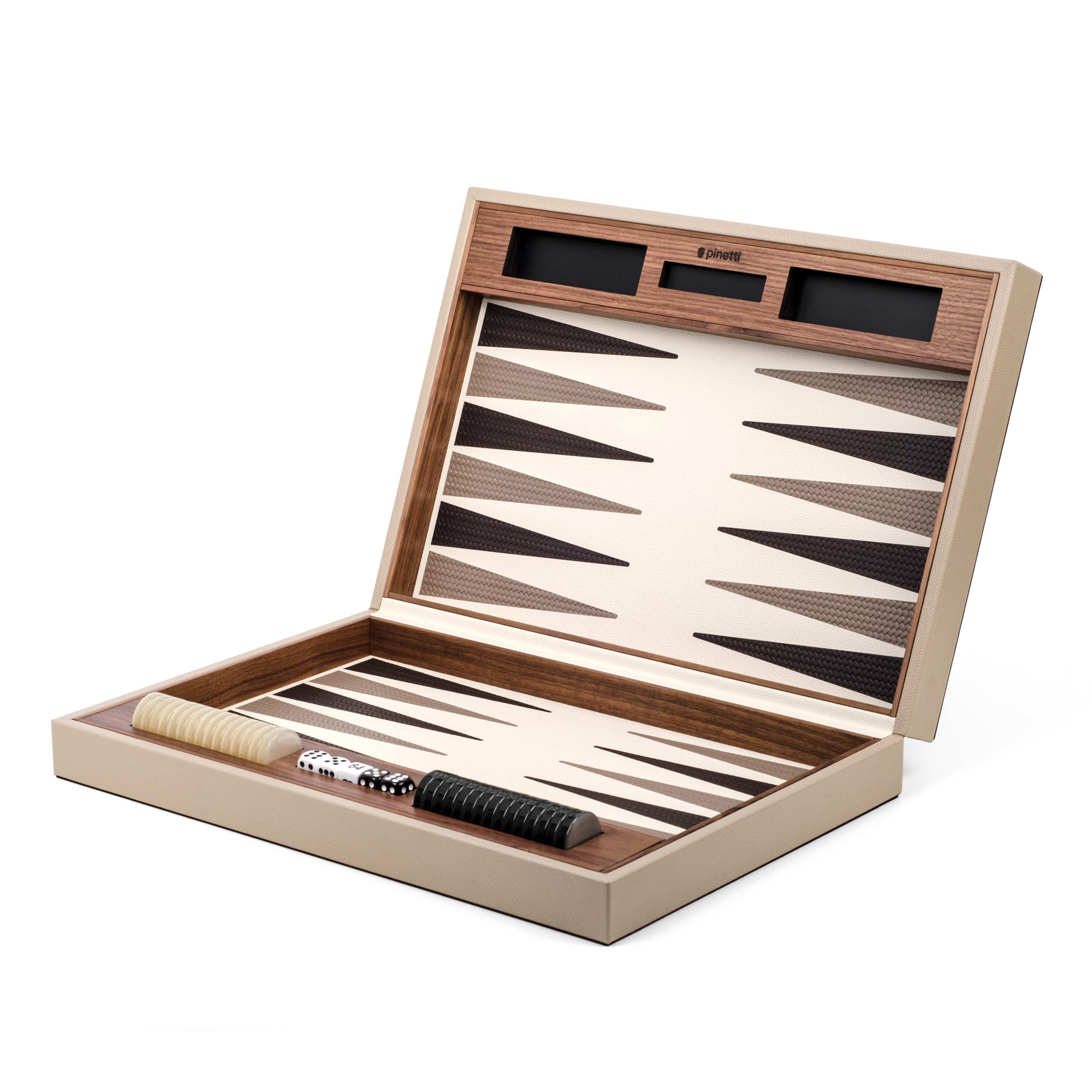 Made in Italy PINETTI Luxury Gift Handmade Premium Wood and Leather Brown Backgammon game set