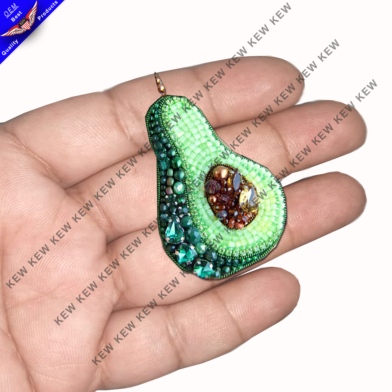 Beaded brooch avocado. Embroidered brooch avocado. Beaded jewelry avocado Green brooches handmade party wedding USA UK Europe