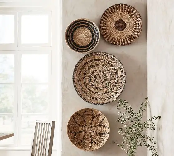Hot sale Set of 4 Seagrass Woven Wall Plate/ Wall Hanging Decoration Hanging