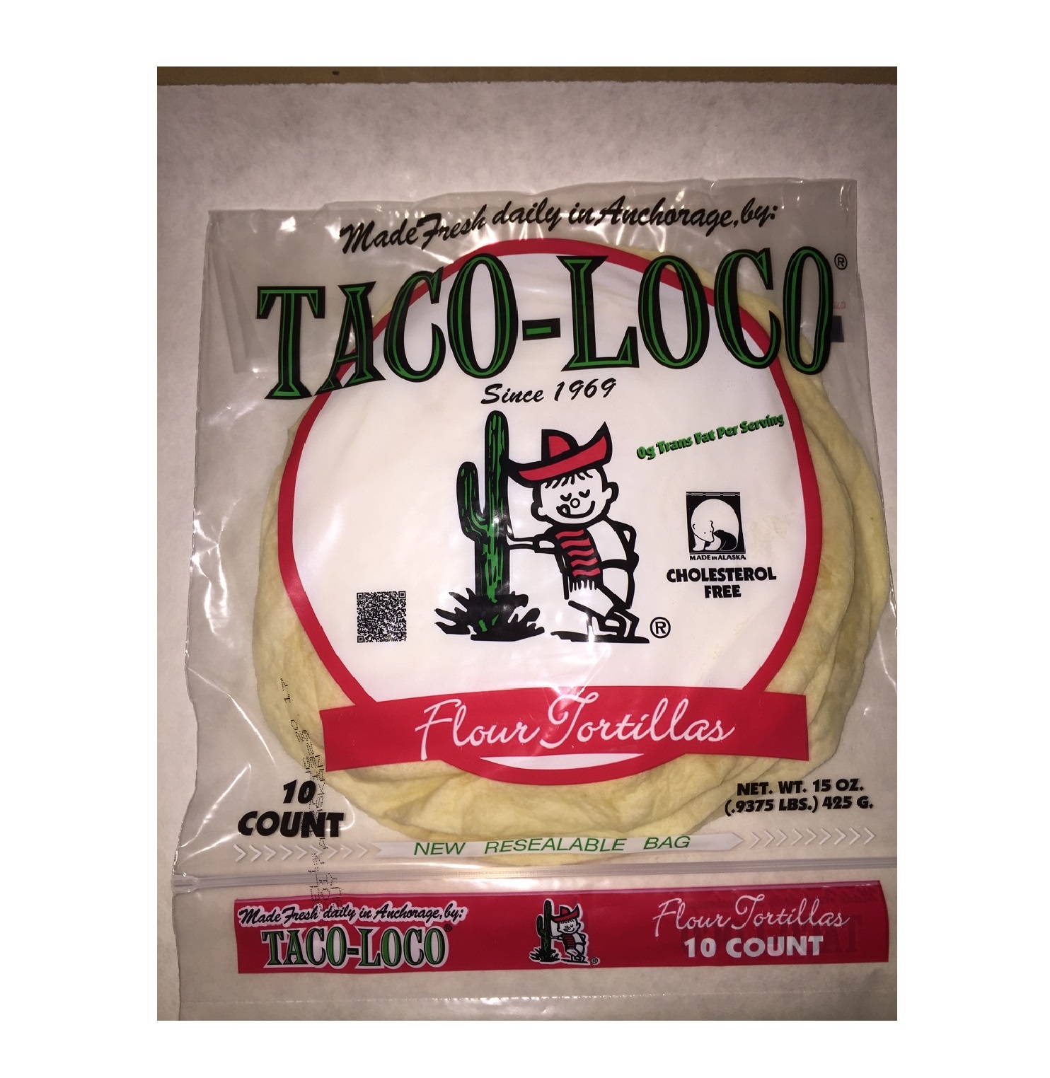 Taco Loco Large 12" Flour Tortillas Model Numer 7820311121