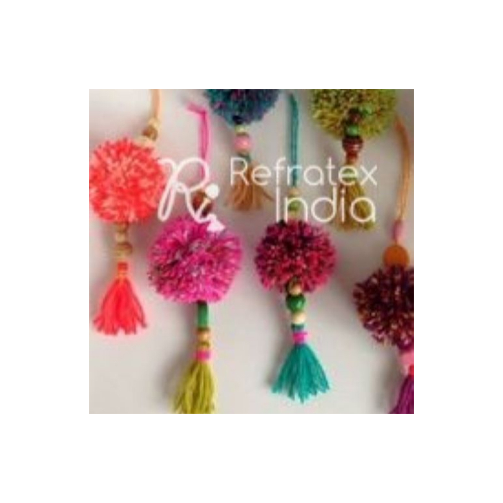 Acrylic Beaded Colorful Tassel Pom Pom
