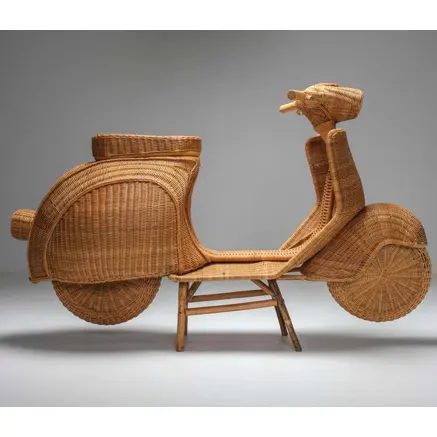 Indonesia Natural Rattan Special Design Bamboo Wicker Vespa Scooter from the 1970s Collection
