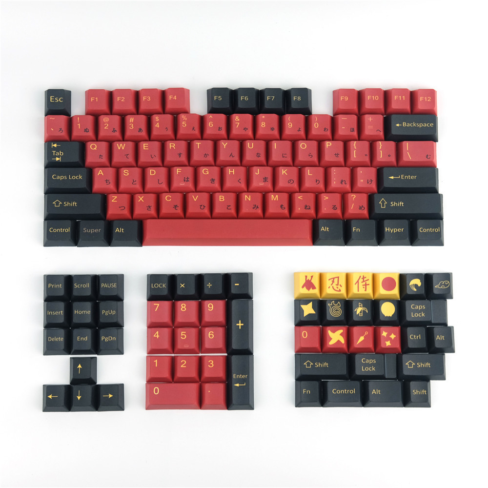 2021 Factory Red Samurai PBT 128KEY Keycaps Sublimation Keycap Mechanical Keyboard Personality Key GMK Cherry Profile