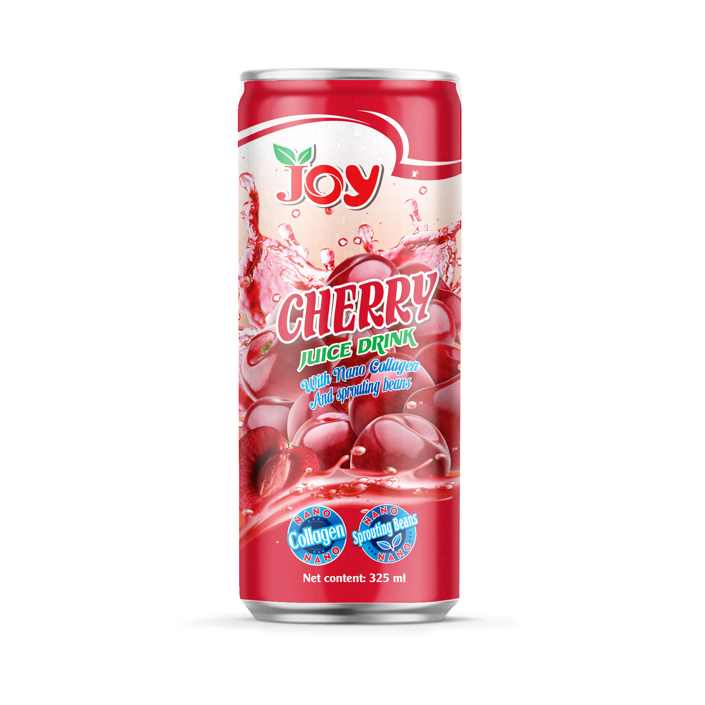 JOY Beverage Cans 325ml Cherry Fruit Juice Drink With Nano Collagen And Sprouting Beans From Real Fruit Juice