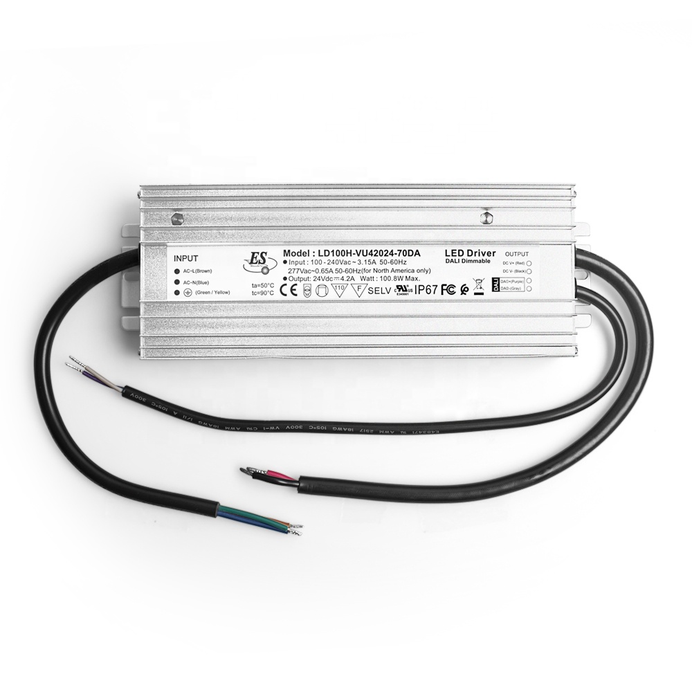 IP67 24Vdc 4.2A 100 Вт постоянное напряжение 1-10V затемнения дали затемняя 5 лет гарантии HPF светодиодный драйвер