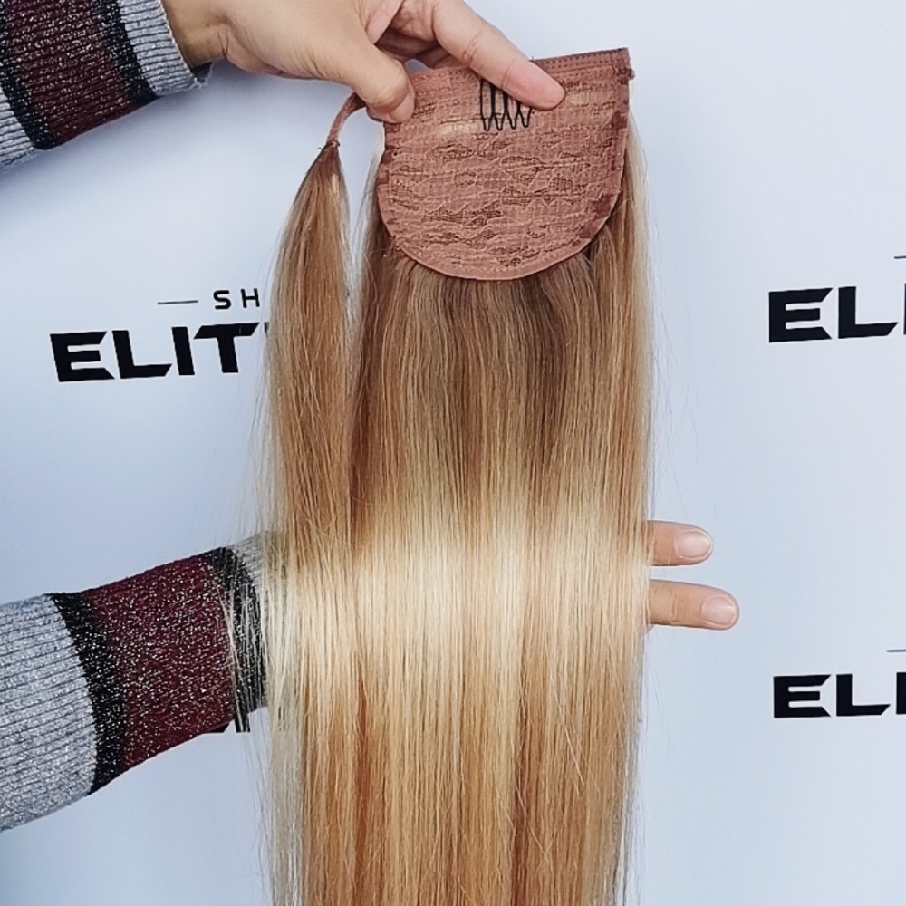 Оптовая продажа, бразильские волосы remy, не спутываются, не выпадают, 80 г, зажим на шнурке, человеческие волосы для конского хвоста