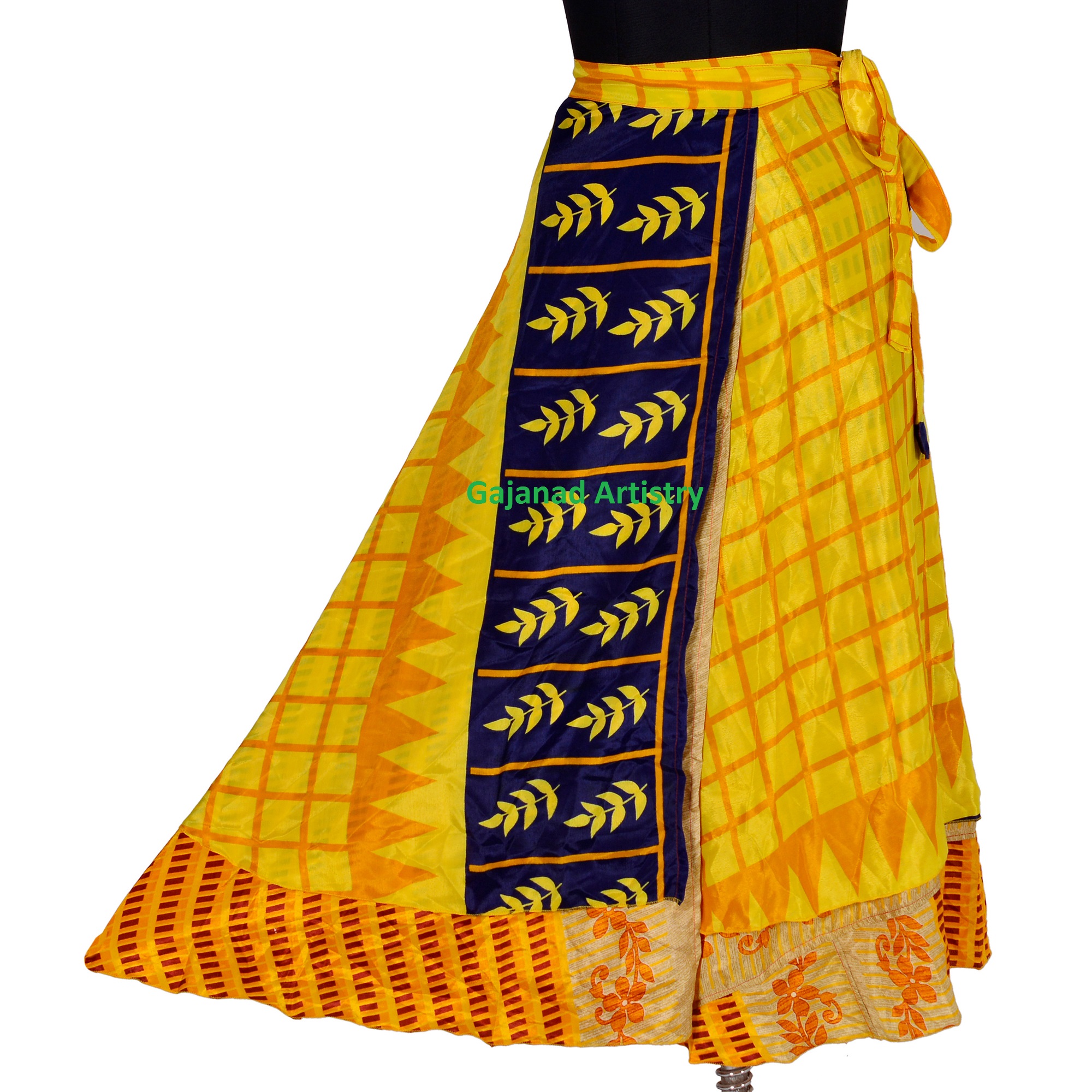 Vintage Long Silk Saree Wrap Skirt Indian Handmade Halter Sarong Bikini Women's Dress Bohemian Wrap Around Sari skirts