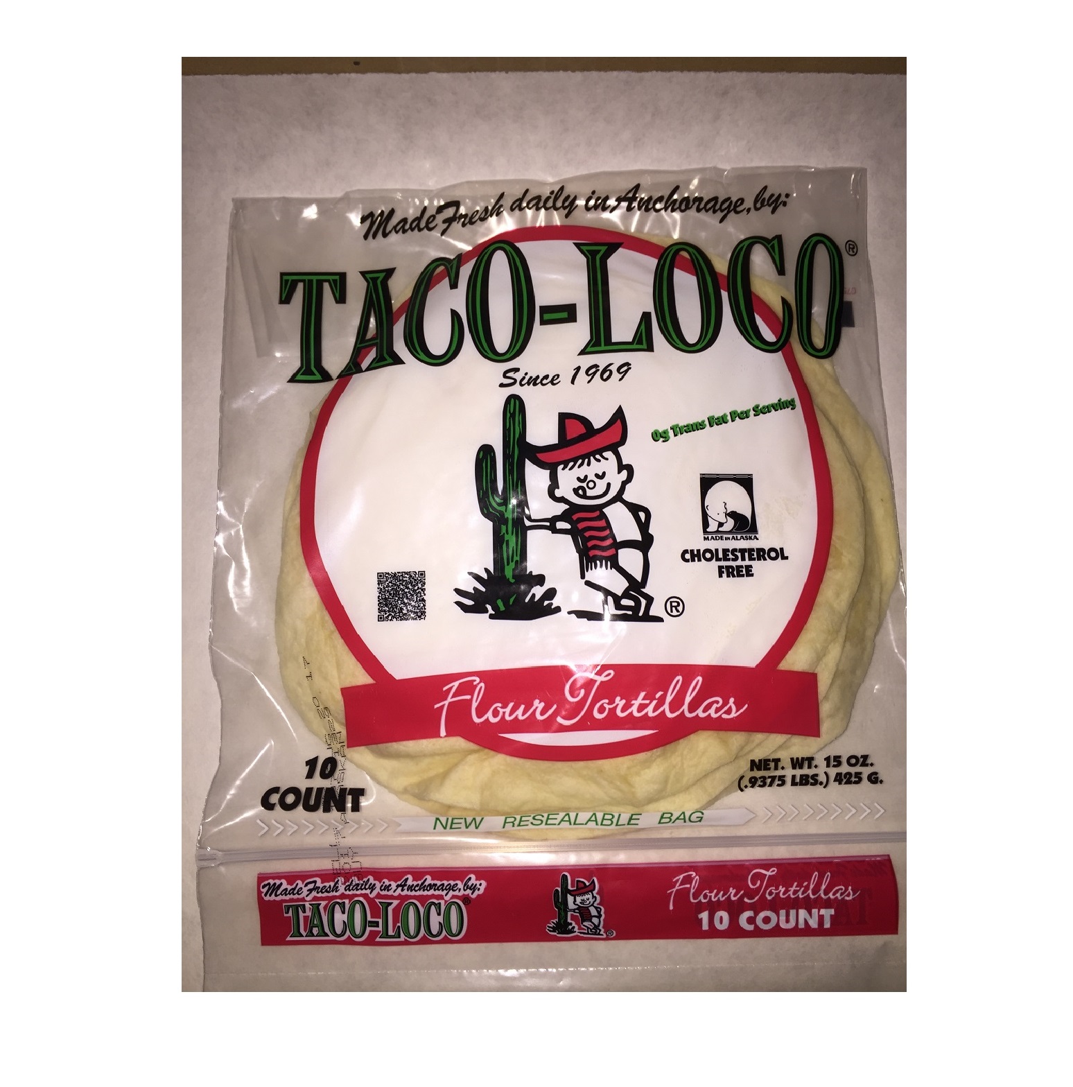 Taco Loco Medium 8" Flour Tortillas Model Number 7820311122