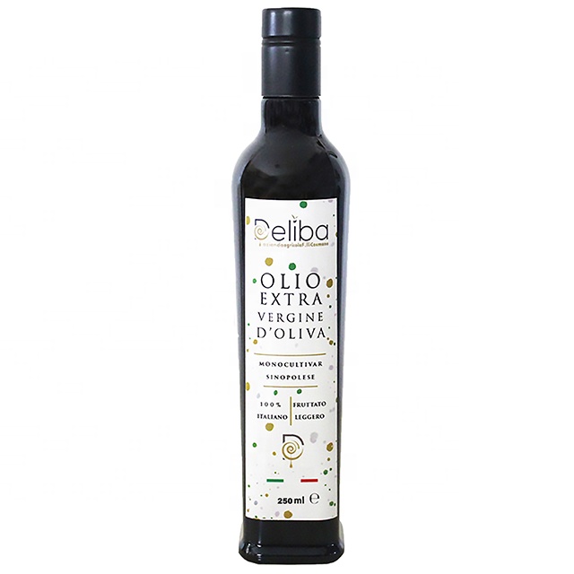 Authentic Italian Cold Pressed Extra Virgin Olive Oil Deliba Glass Bottle 250 ml for sale