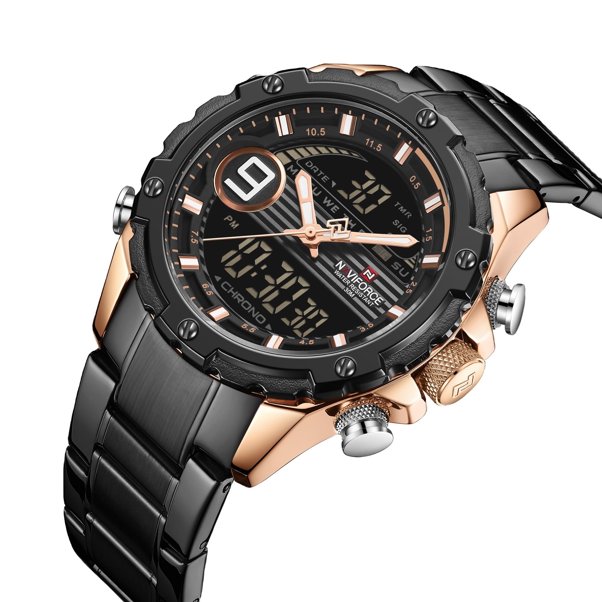 Продвижение NAVIFORCE 9146S мужские военные спортивные часы с двойным дисплеем кварцевые часы модные роскошные брендовые наручные часы Relogio Masculino