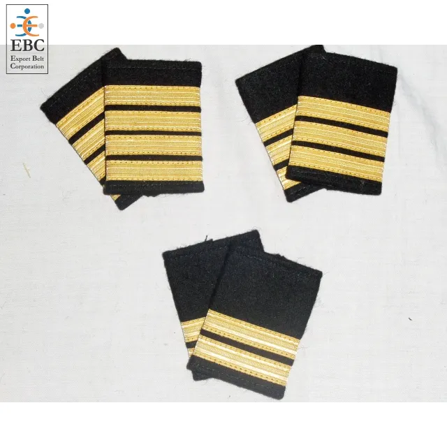 Pilot Epaulettes | Black colour with gold & Silver bars 5 types 1, 2, 3, 4 bars in without symbol and with symbol