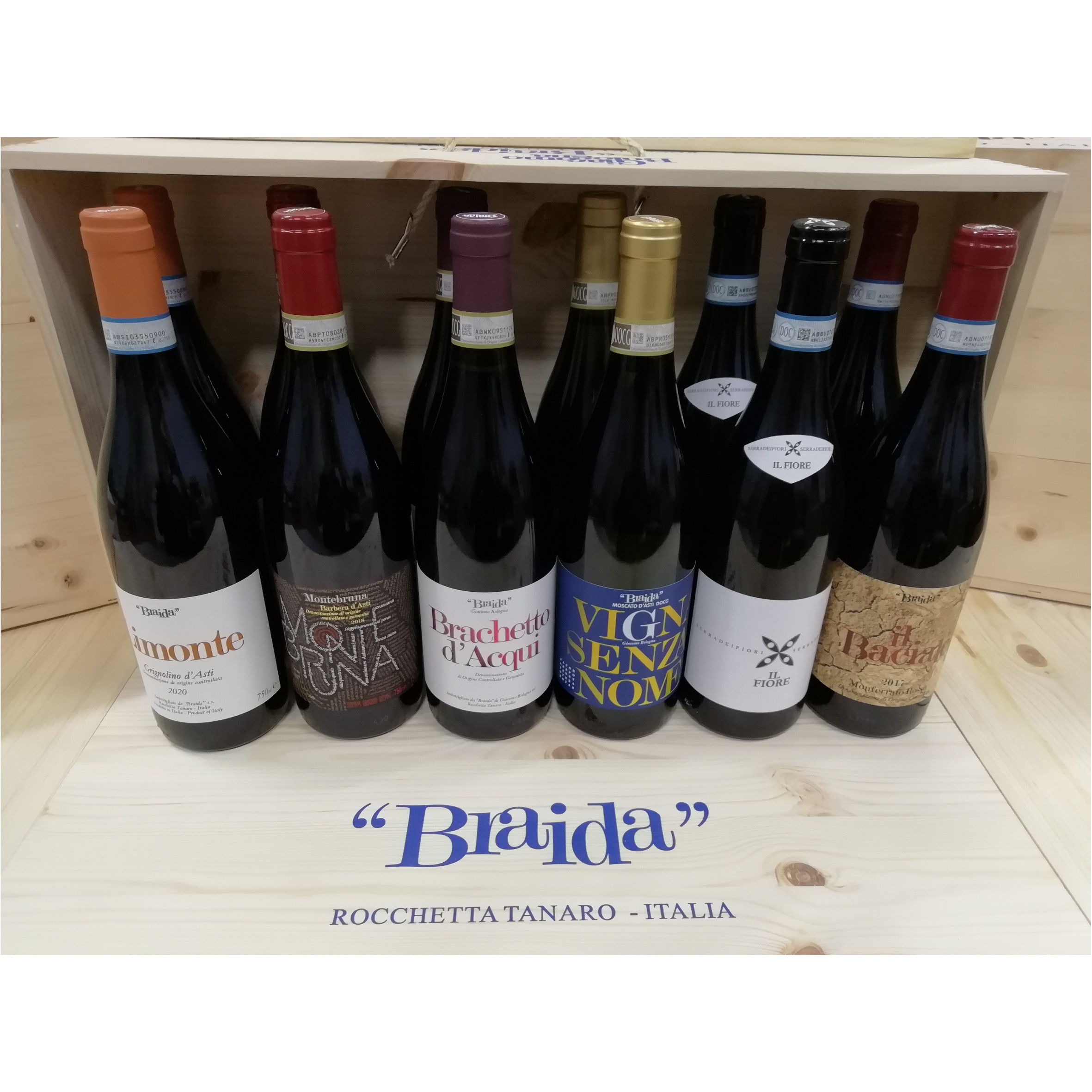Деревянная коробка, продажа вина Пьемонта, 12 бутылок