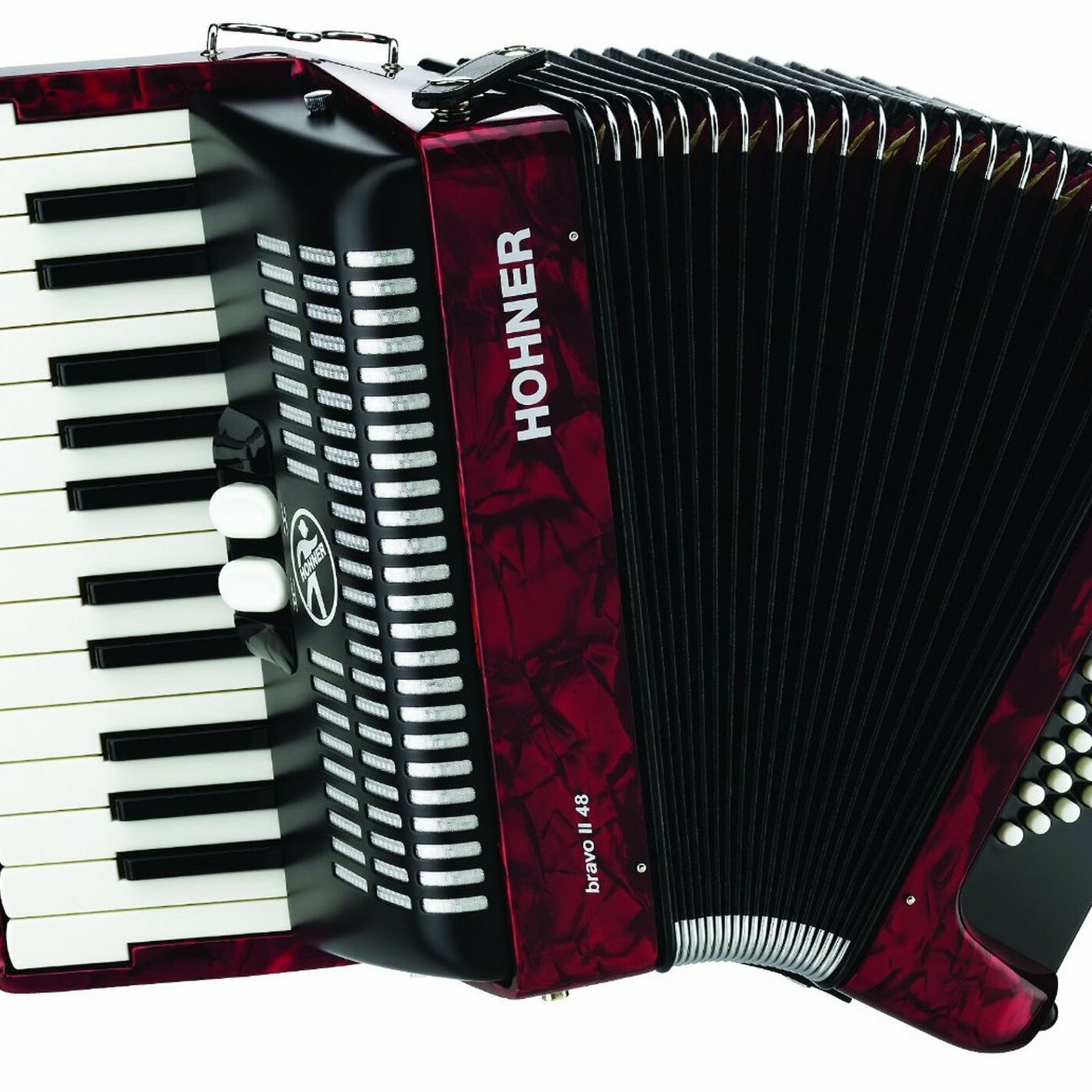 BR48R-N 26-Key Piano Accordion, 48 Bass, Red