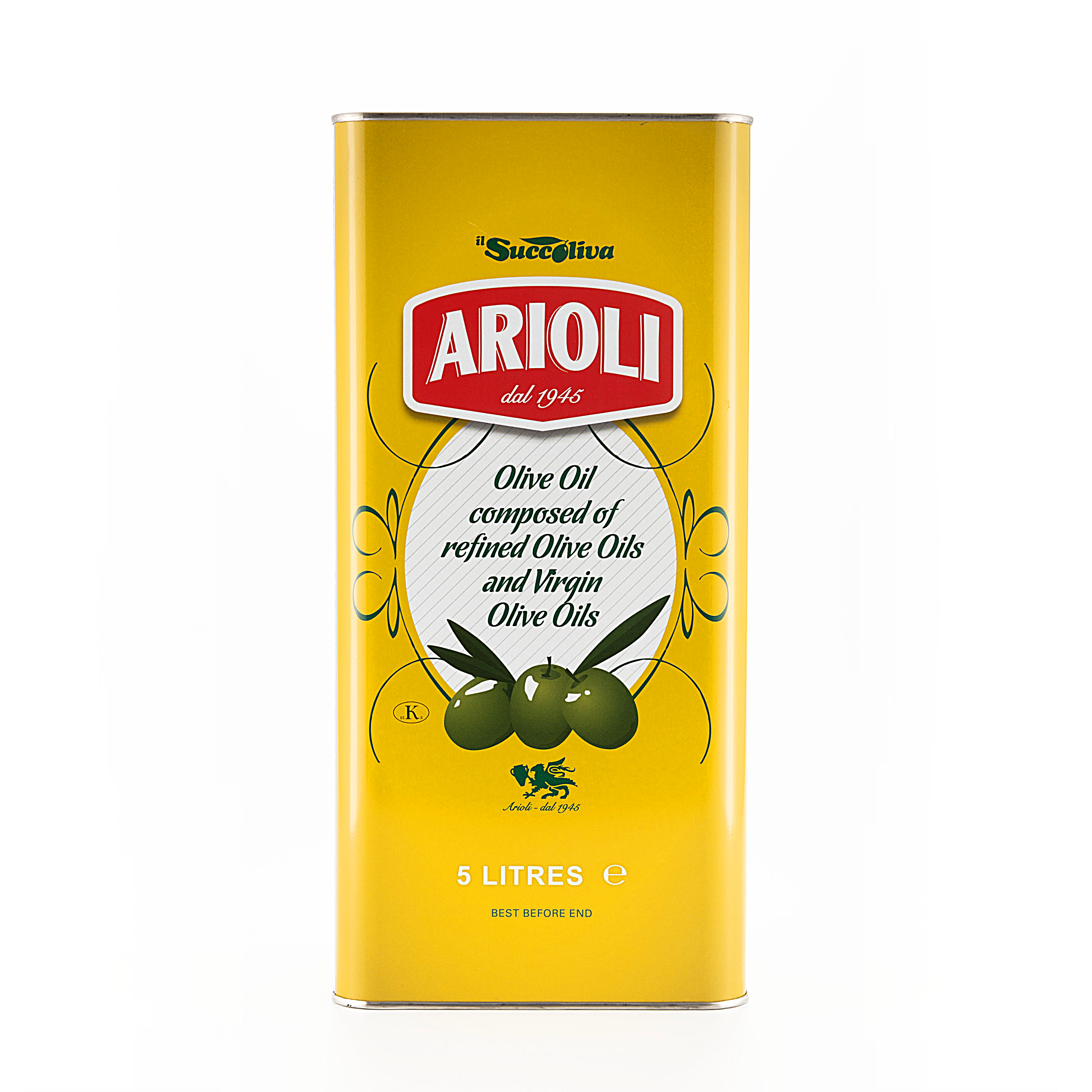 Хорошее качество, чистое оливковое масло, кошерное сертифицированное ARIOLI IL SUCCOLIVA 5Lt. Жестяной для Ho.Re.Ca