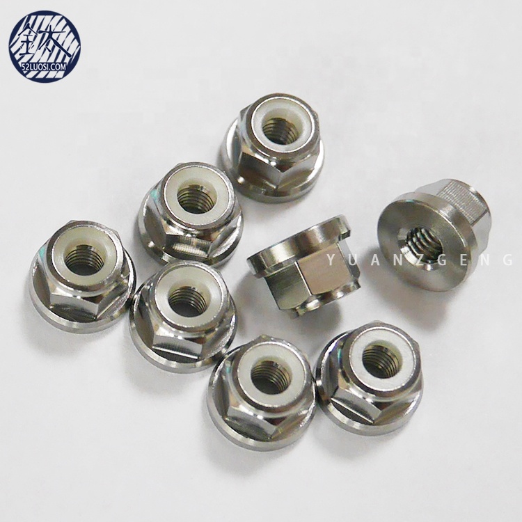 DIN6926 Gr2 Gr5 M4 M5 M6 титановые шестигранные фланцевые нейлоновые вставные блокировочные гайки